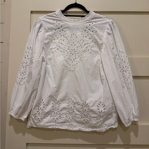 J. Crew White Eyelet Blouse